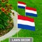 G128 12 Pack Handheld Netherlands Dutch Stick Flags | 8x12 In | Printed 150D Polyester, Country Flag, Solid Wooden Stick, Spear Gold Tip